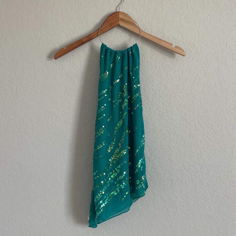 Sequin Mesh Asymmetrical Disco Party Clubbing Top